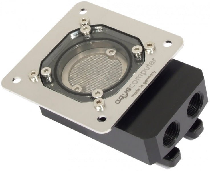 Aquacomputer Filter with stainless steel mesh, ball valves and mounting plate, G1/4 - Ordinary Cooling Gear