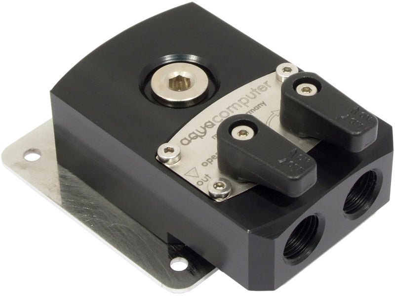 Aquacomputer Filter with stainless steel mesh, ball valves and mounting plate, G1/4 - Ordinary Cooling Gear