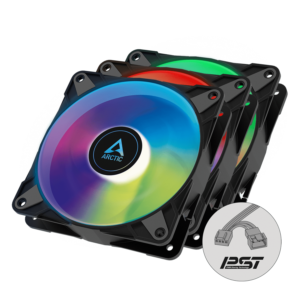 Arctic Cooling P12 PST 120mm ARGB PWM Case Fan - Black (3-Pack) - Ordinary Cooling Gear