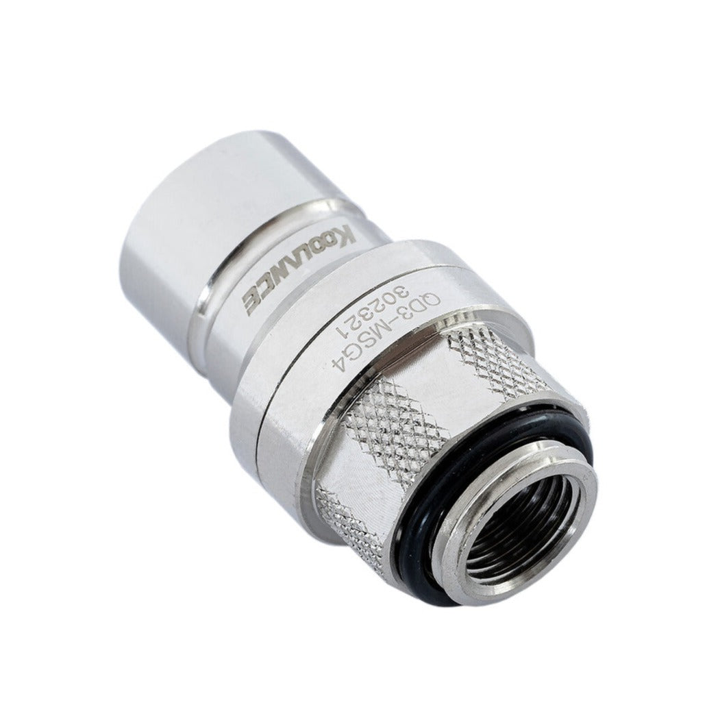 Koolance QD3 Male Quick Disconnect No-Spill Coupling, Male Threaded G 1/4 BSPP - Chrome Ordinary Cooling Gear Australia