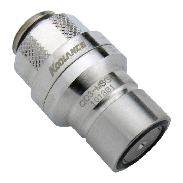 Koolance QD3 Male Quick Disconnect No-Spill Coupling, Male Threaded G 1/4 BSPP - Chrome Ordinary Cooling Gear Australia