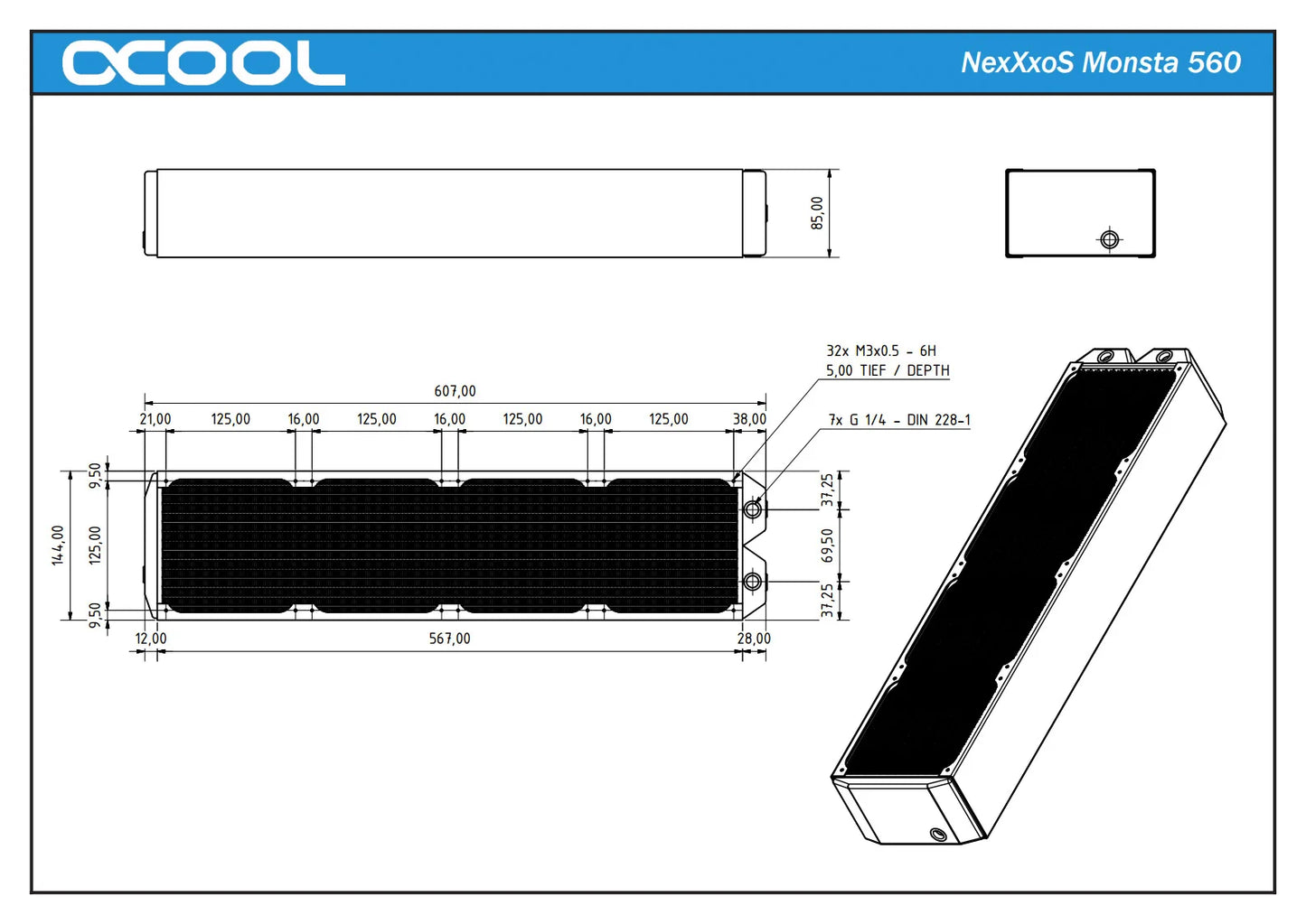 Alphacool NexXxoS Monsta Full Copper 560mm x 85mm radiator Ordinary Cooling Gear Australia