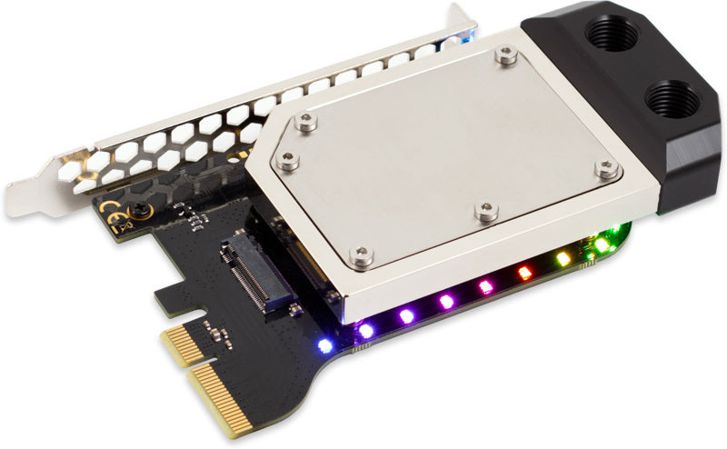 Aquacomputer kryoM.2 RGBpx PCIe 5.0/4.0/3.0 x4 adapter for M.2 PCIe SSD, M-Key with nickel plated water block